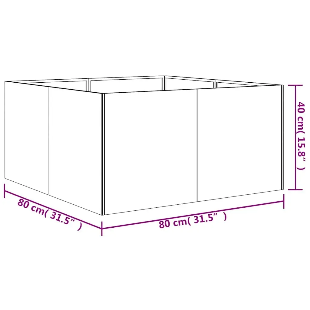 Corten Steel Planter Raised Garden Bed Outdoor Flower Box 80x80x40cm Brown