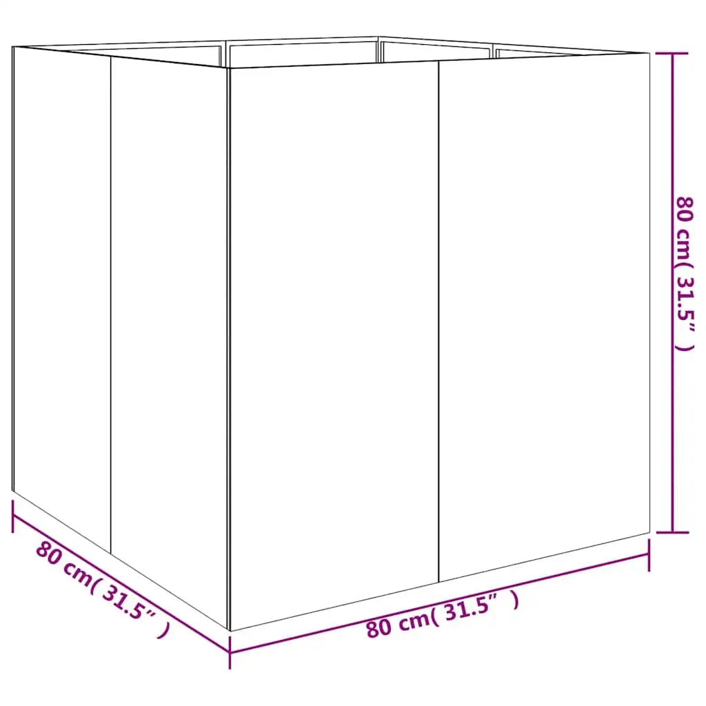 Raised Garden Bed Planter Corten Steel 80x80x80 cm Brown Outdoor Flower Box