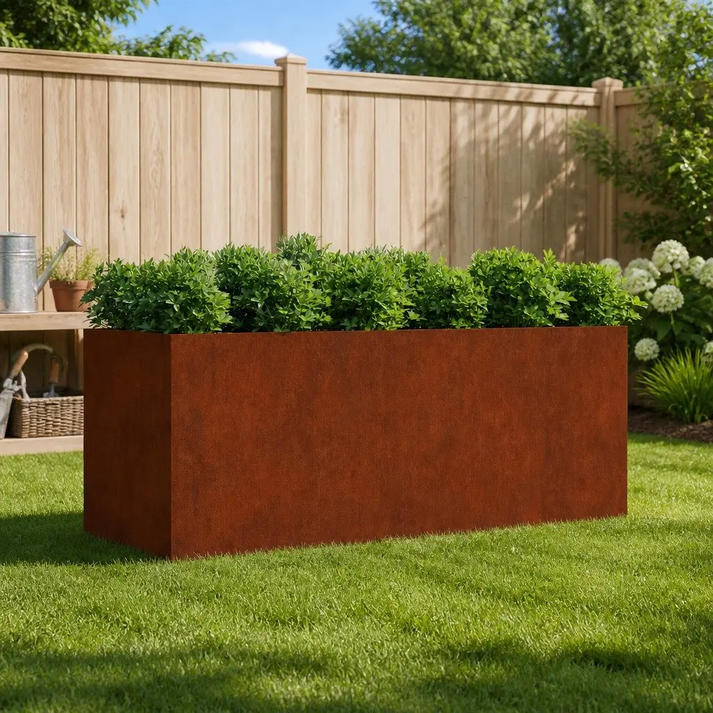 Garden Raised Bed Planter Box Corten Steel Outdoor 200x80x80 cm Brown