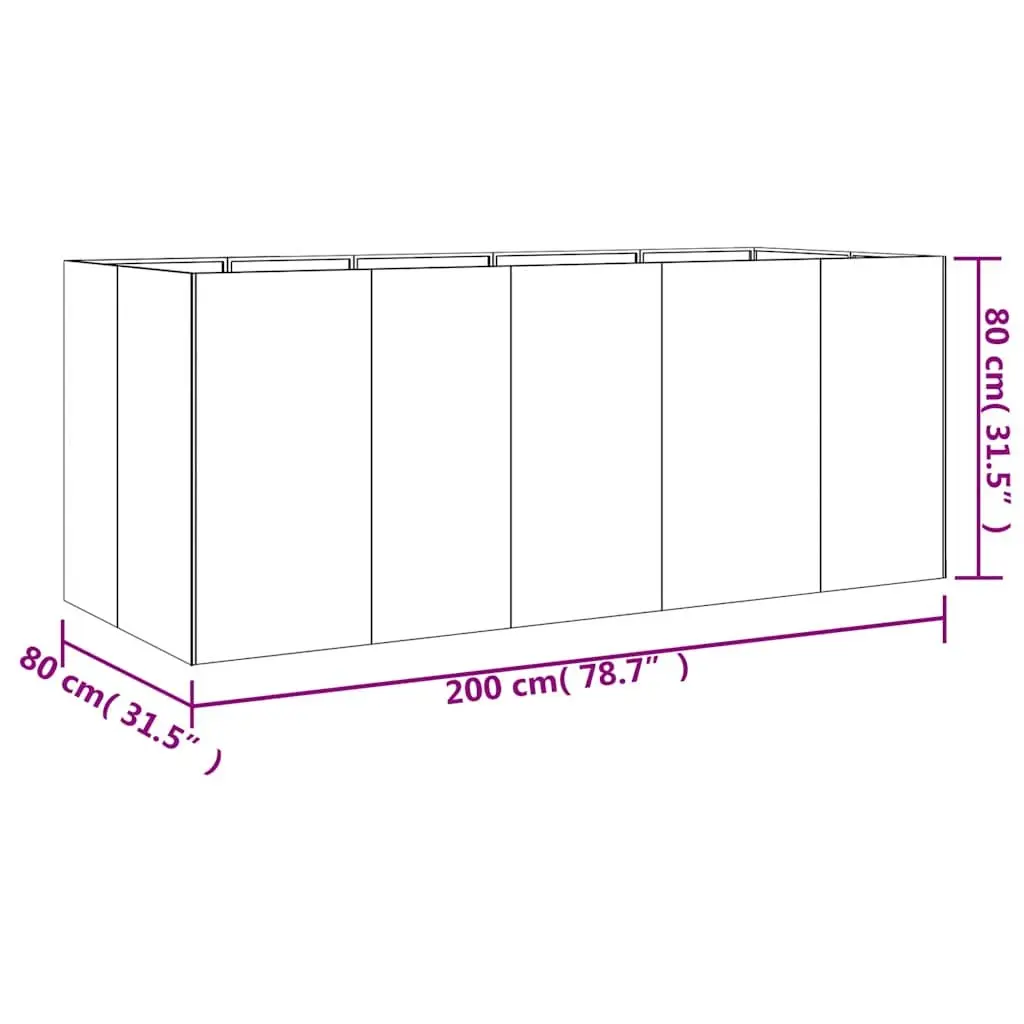 Garden Raised Bed Planter Box Corten Steel Outdoor 200x80x80 cm Brown