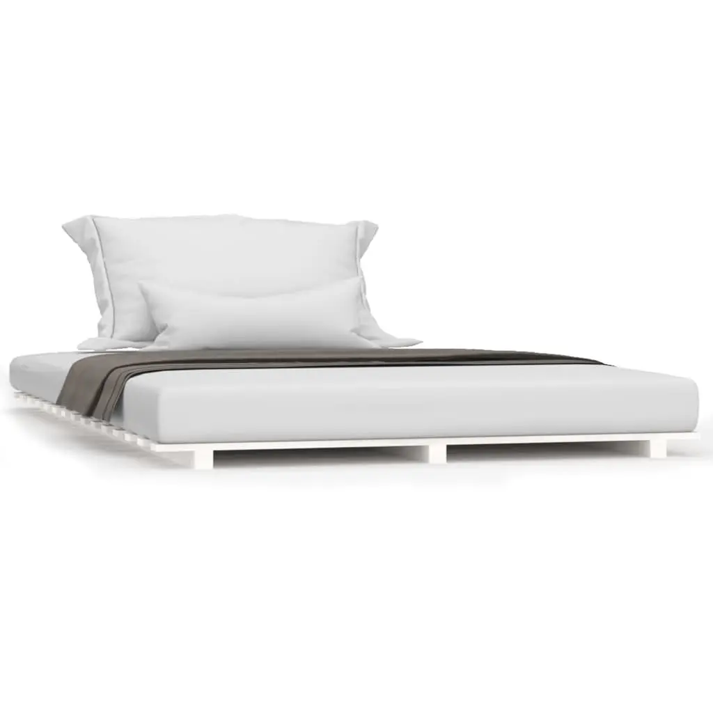Bed Frame Slatted Base 150x200 cm White Solid Pine Wood