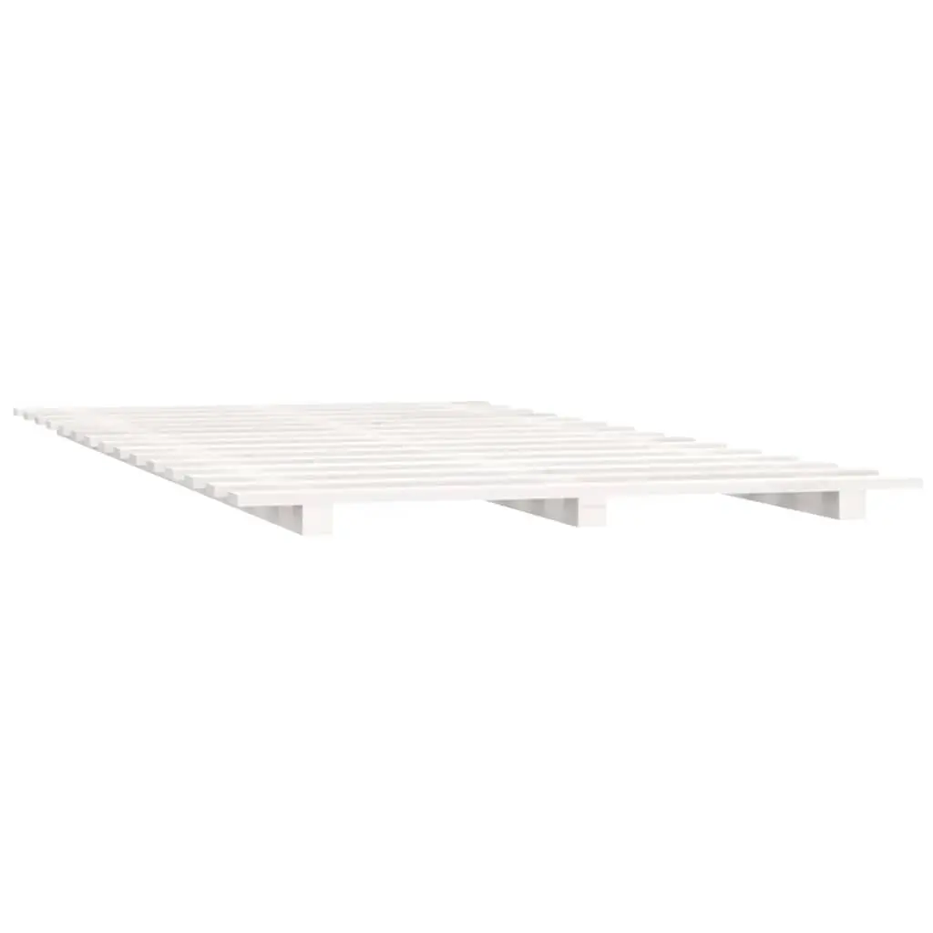 Bed Frame Slatted Base 150x200 cm White Solid Pine Wood