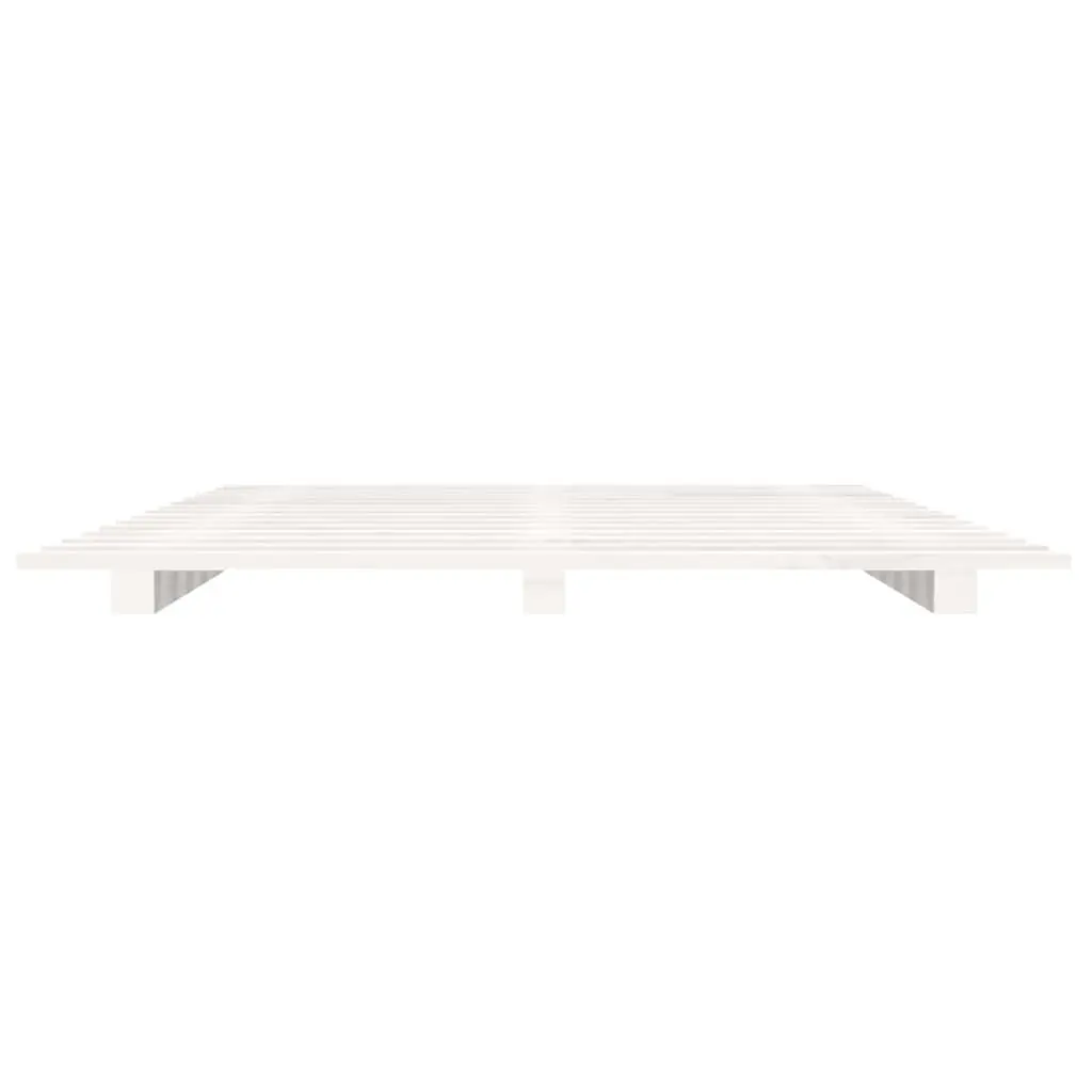 Bed Frame Slatted Base 150x200 cm White Solid Pine Wood