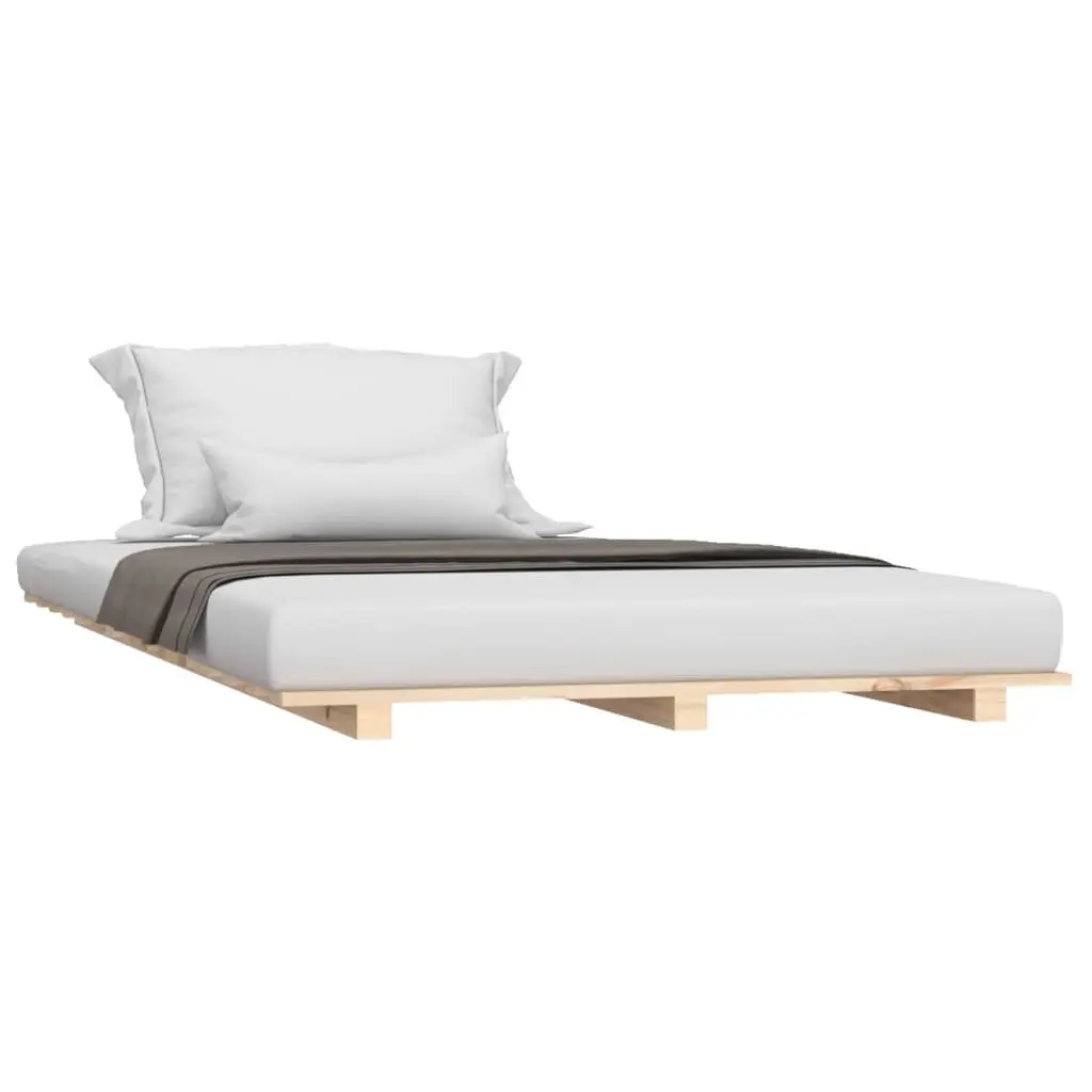 Solid Wood Bed Frame 90x190 cm Slatted Base Brown