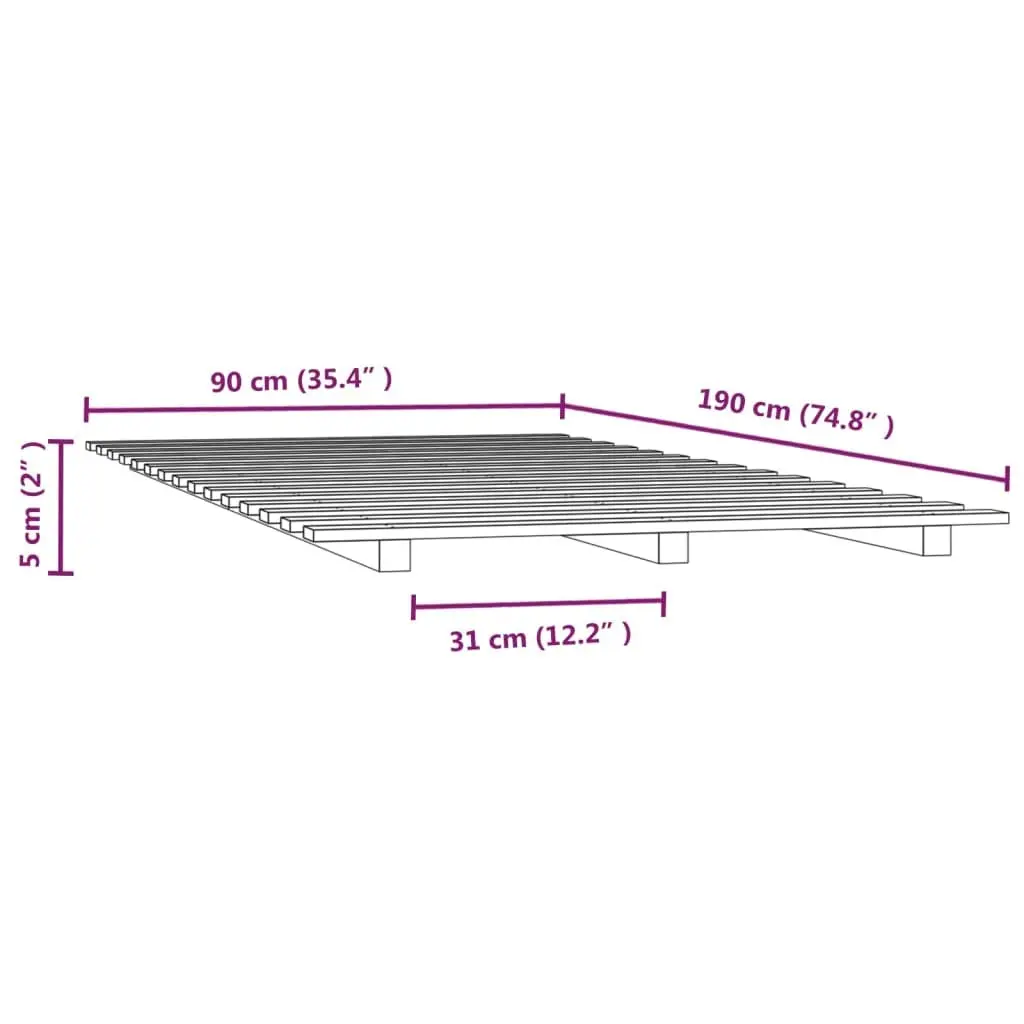 Solid Pine Bed Frame 90x190 cm in White