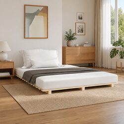 Value-Focused Solid Pine Bed Frame 135x190 cm for Comfort