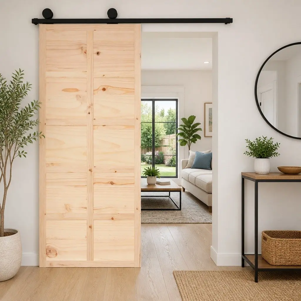Barn Door Sliding Door 90x1.8x214 cm Solid Pine Wood Brown