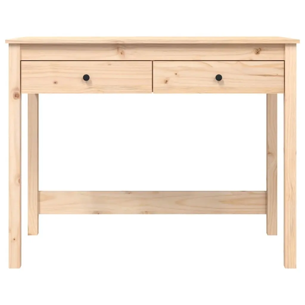 Solid Pine Wood Desk with 2 Drawers Office Study Table 100x50x78 cm Brown