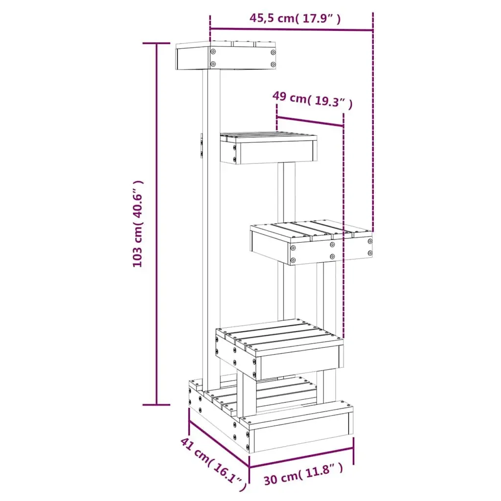 Cat Tree Multi Level Climbing Perch 45.5 x 49 x 103 cm Brown