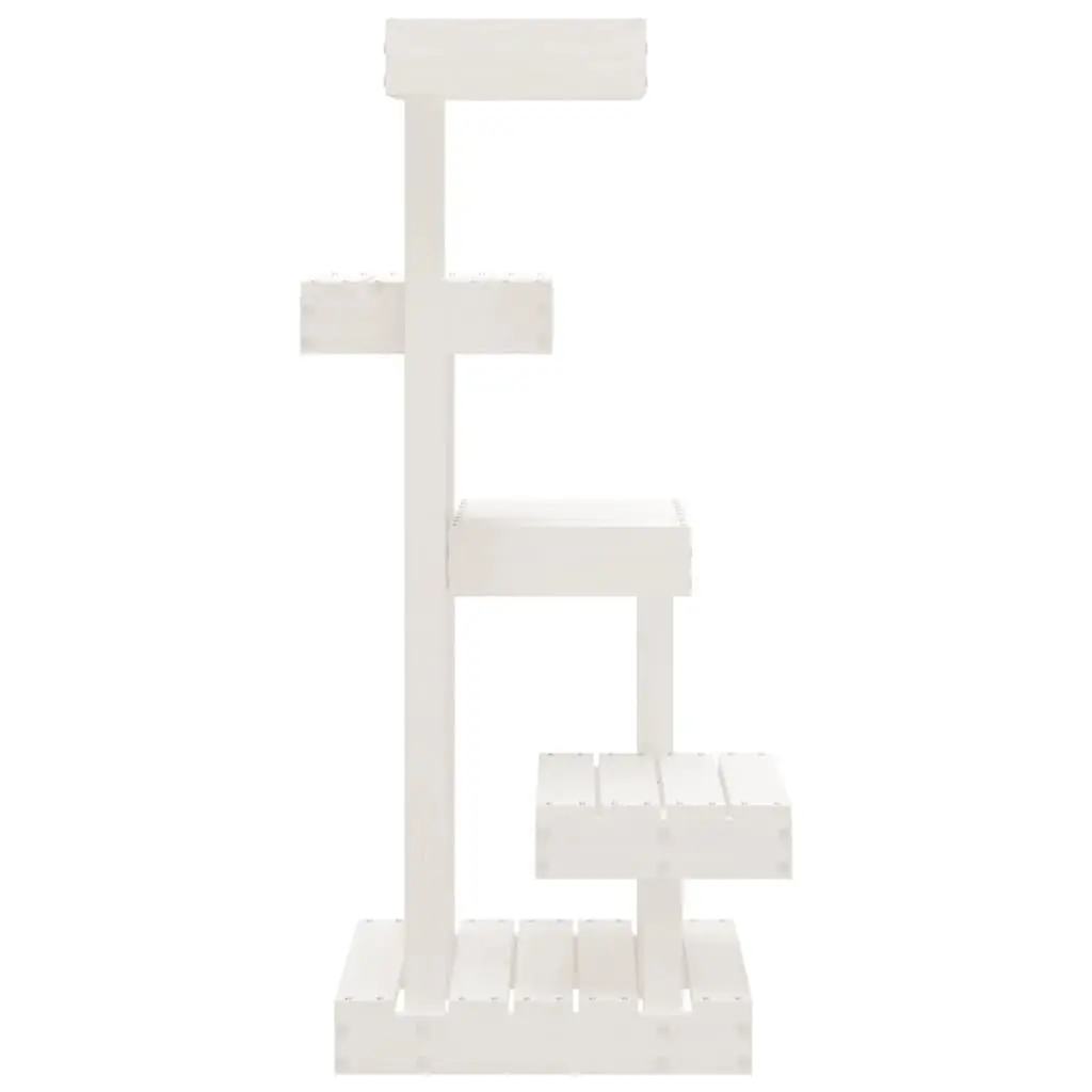 Cat Tree Multi-Level 4 Platform White Solid Pine Wood