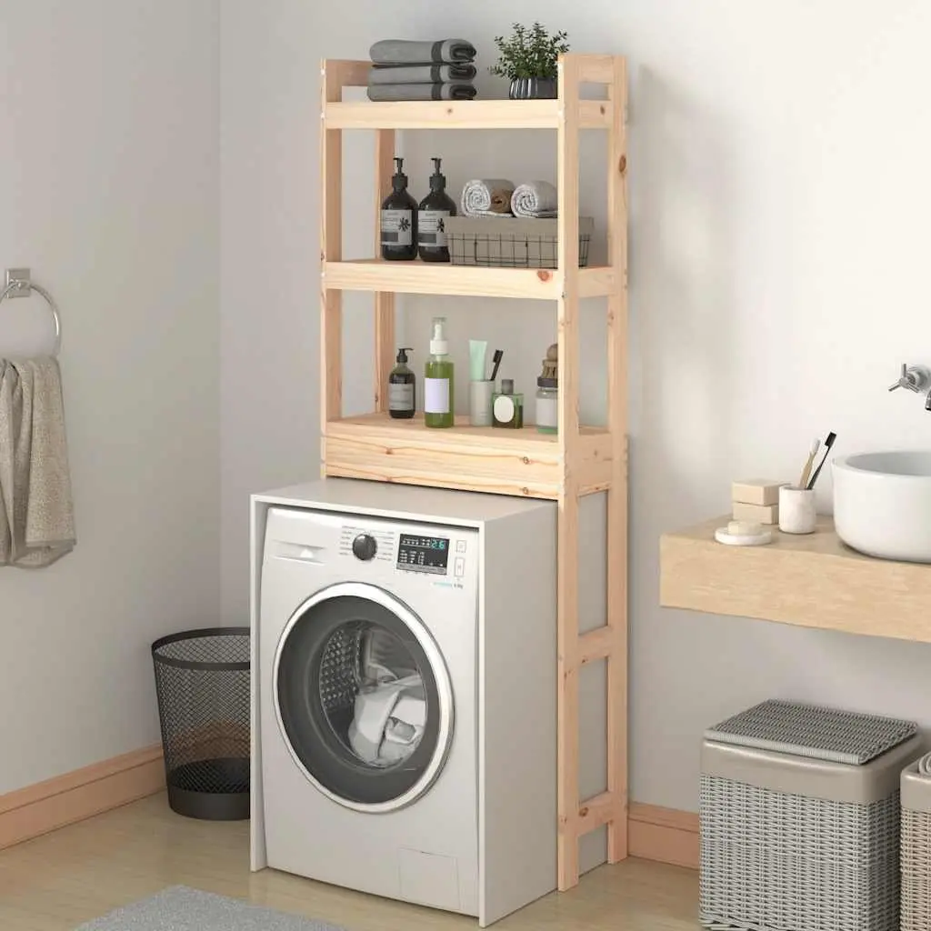 3-Shelf Bathroom Storage Rack in Solid Pine