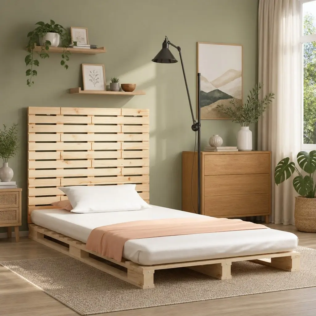 Wall Headboard Brown Solid Pine Wood 96cm Bedroom Bed Header