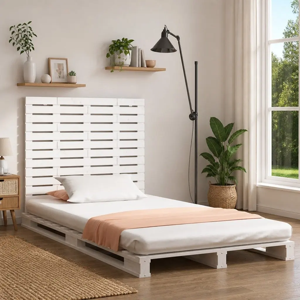 White Solid Pine Wall Headboard