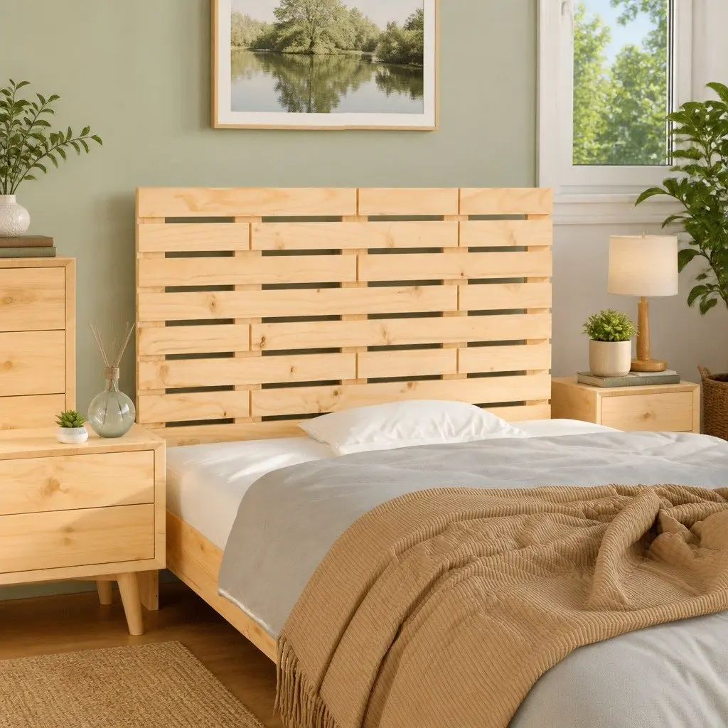 Wall Headboard 96 cm Solid Pine Wood Bedroom Mount Brown