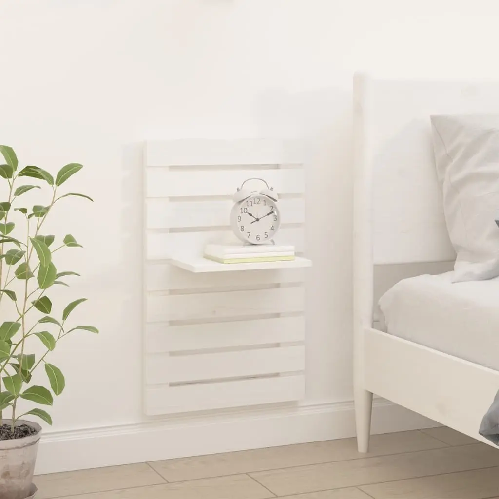 Wall-mounted Shelves Storage Display 2 Piece White Solid Pine Wood