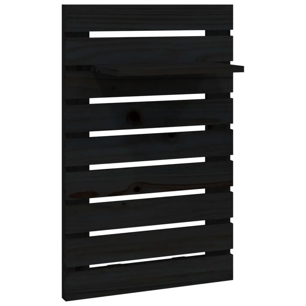 Wall-mounted Bedside Shelves Storage Display 2 pcs Black Solid Pine Wood