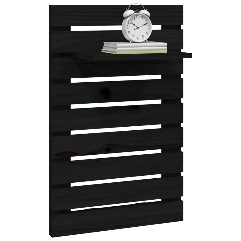 Wall-mounted Bedside Shelves Storage Display 2 pcs Black Solid Pine Wood