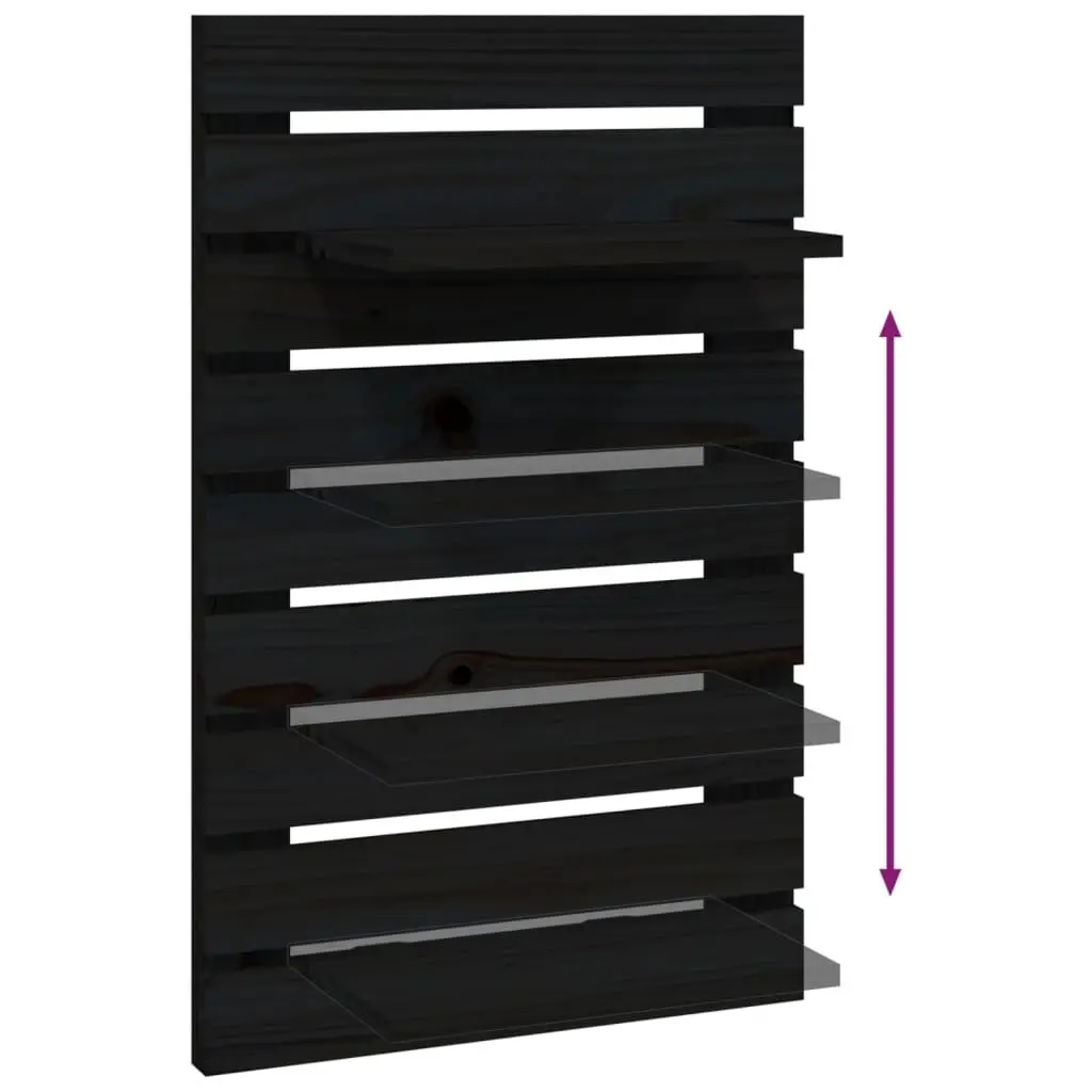 Wall-mounted Bedside Shelves Storage Display 2 pcs Black Solid Pine Wood