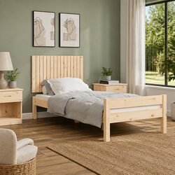 Wall Headboard 95.5 cm Solid Pine Wood Brown Bedroom Bed Head Panel Mount