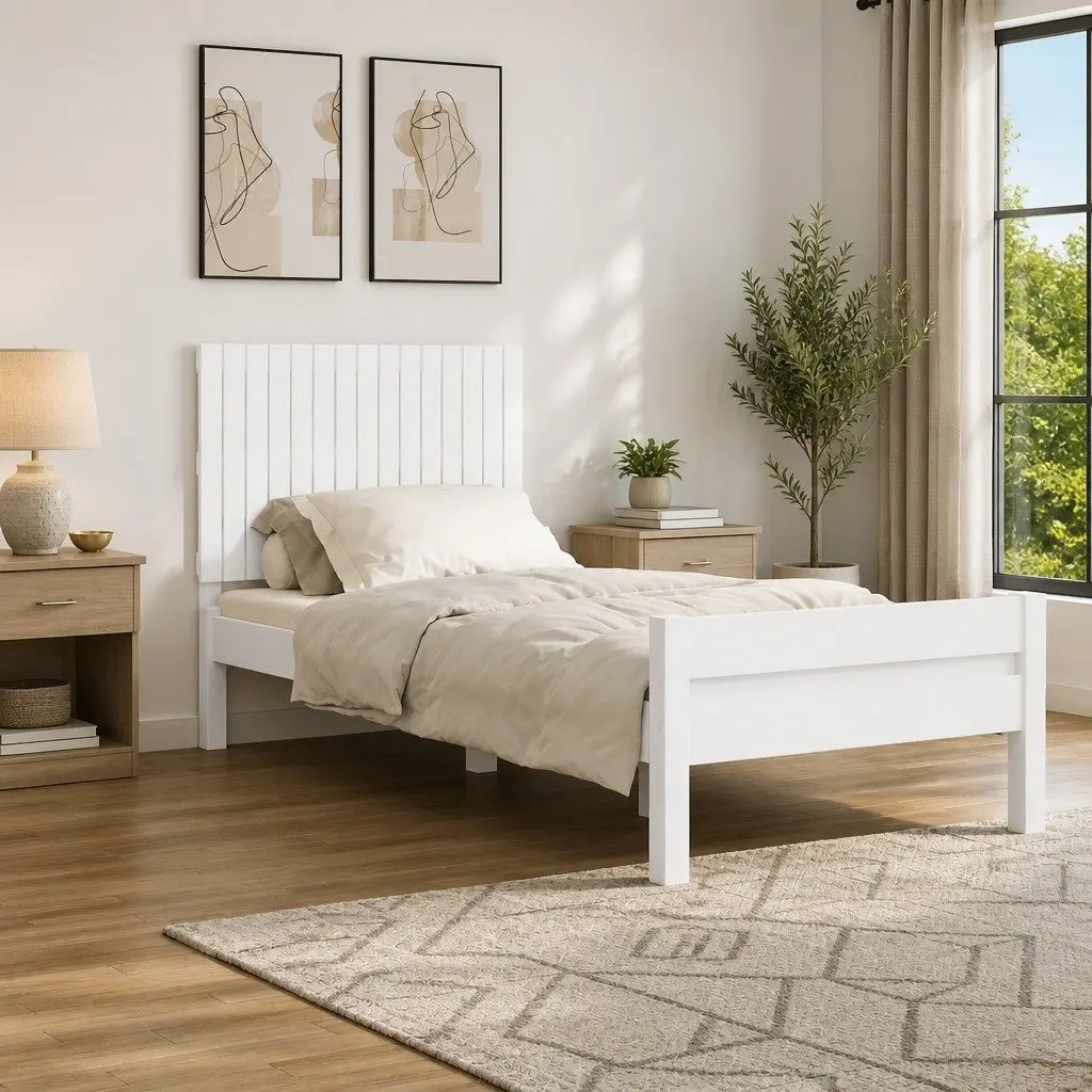 Wall Mounted Headboard White 95.5cm Solid Pine Wood
