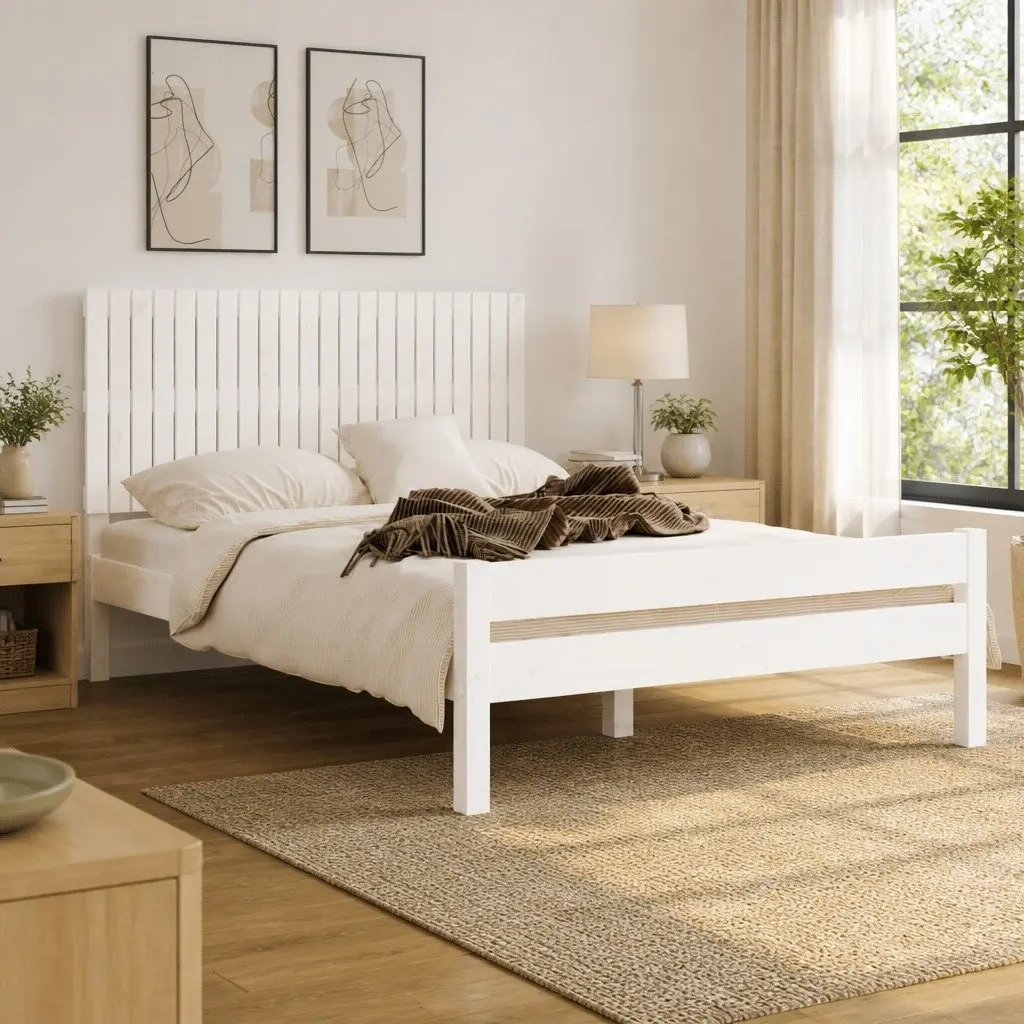 Wall Headboard White 140cm Solid Wood Pine Bedroom Bed Head Board Mount