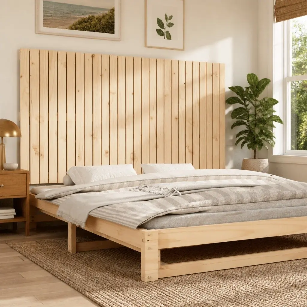 Wall Mounted Headboard Solid Pine Wood Bedroom Bed Header 159.5cm Brown