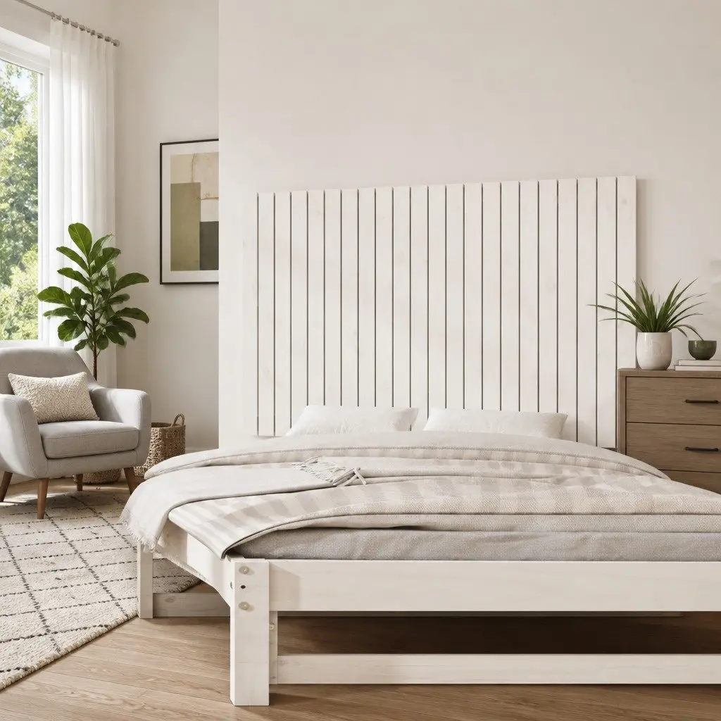 Wall Mounted Headboard Support 159.5cm White Solid Pine Wood Panel