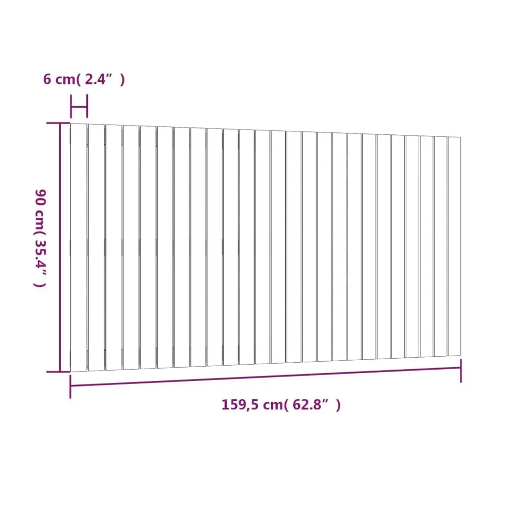 Wall Mounted Headboard Support 159.5cm White Solid Pine Wood Panel