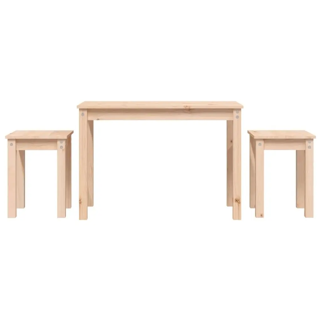 Nesting Tables Set of 3 Pine Wood Brown Side End Tables