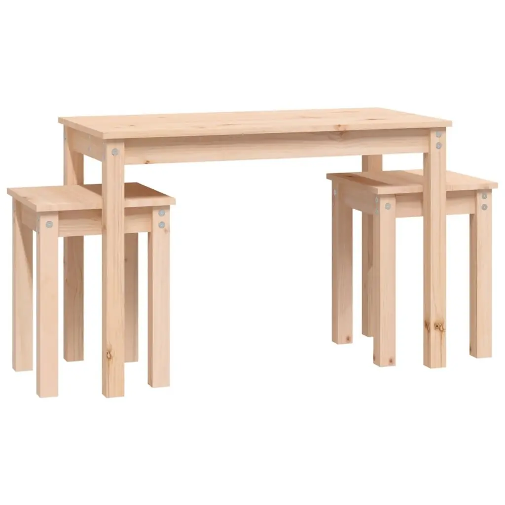 Nesting Tables Set of 3 Pine Wood Brown Side End Tables