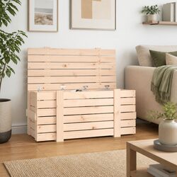 Wooden Storage Box 91x40.5x42cm Brown Solid Pine Home Organisation Chest