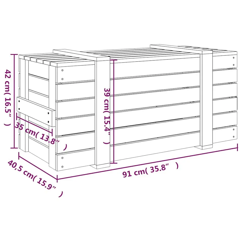 Wooden Storage Box Home Organisation 91x40.5x42cm Brown Solid Pine