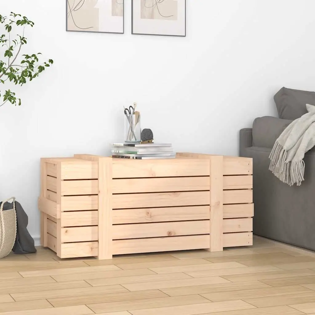 Wooden Storage Box Home Organisation 91x40.5x42cm Brown Solid Pine