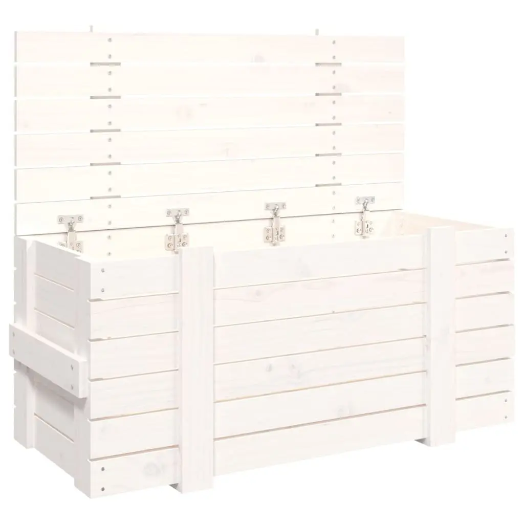 Storage Box White Solid Wood Pine Household Organiser Chest with Lid 91 x 40.5 x 42 cm