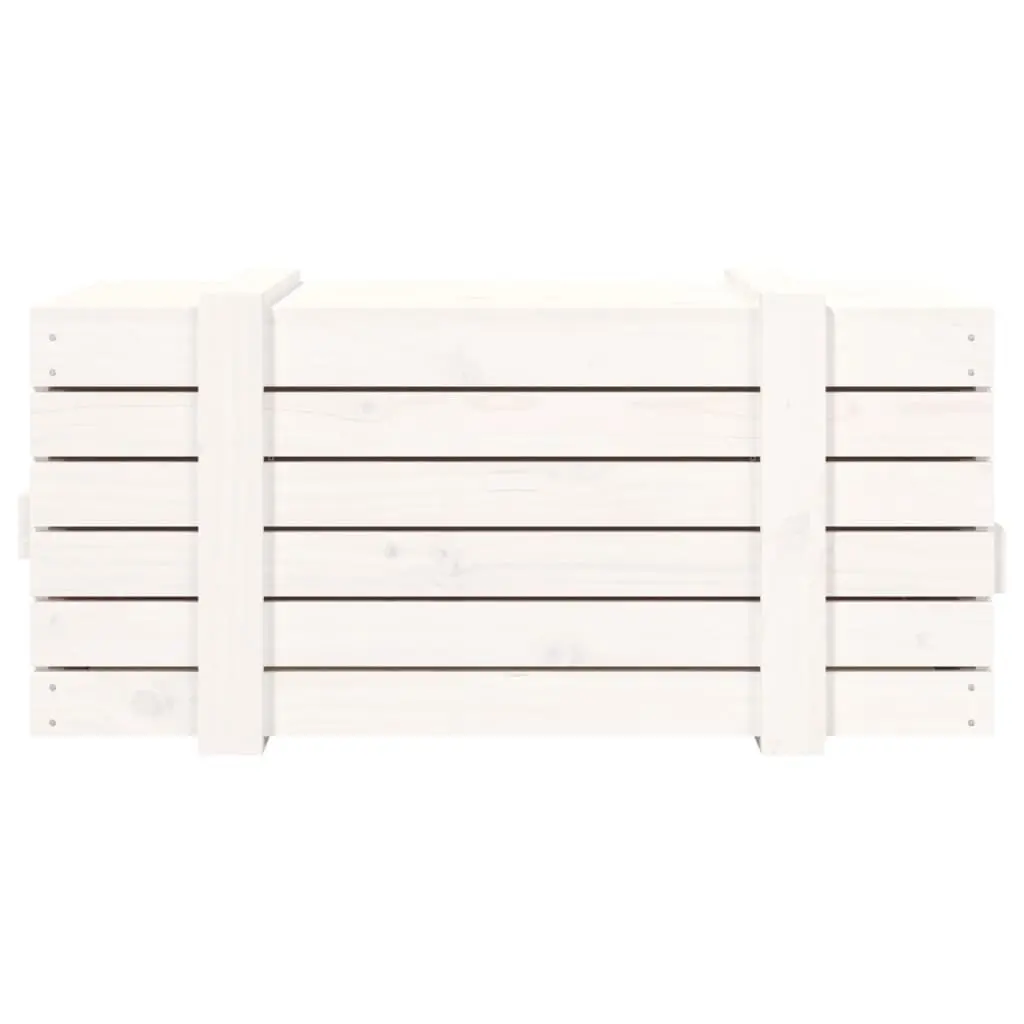 Storage Box White Solid Wood Pine Household Organiser Chest with Lid 91 x 40.5 x 42 cm
