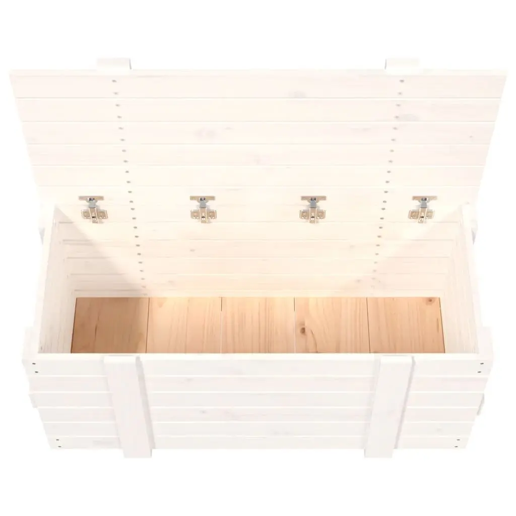 Storage Box White Solid Wood Pine Household Organiser Chest with Lid 91 x 40.5 x 42 cm
