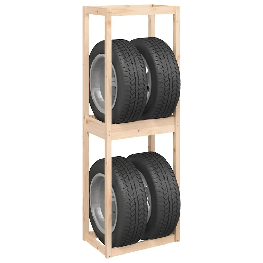 Tire Rack Solid Pine Wood Storage Shelf Garage Workshop Basement Organiser Brown 63x40x180 cm