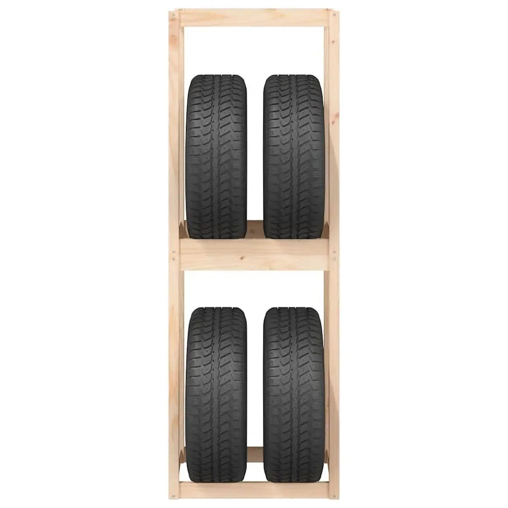 Tire Rack Solid Pine Wood Storage Shelf Garage Workshop Basement Organiser Brown 63x40x180 cm
