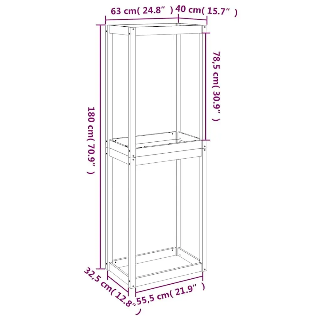 Tire Rack Solid Pine Wood Storage Shelf Garage Workshop Basement Organiser Brown 63x40x180 cm