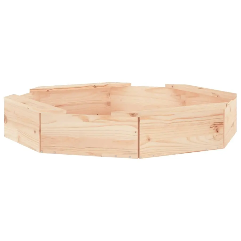 Wooden Sandbox Octagon Outdoor Play Pit with 4 Seats Brown