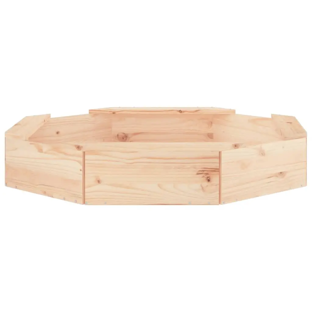 Wooden Sandbox Octagon Outdoor Play Pit with 4 Seats Brown