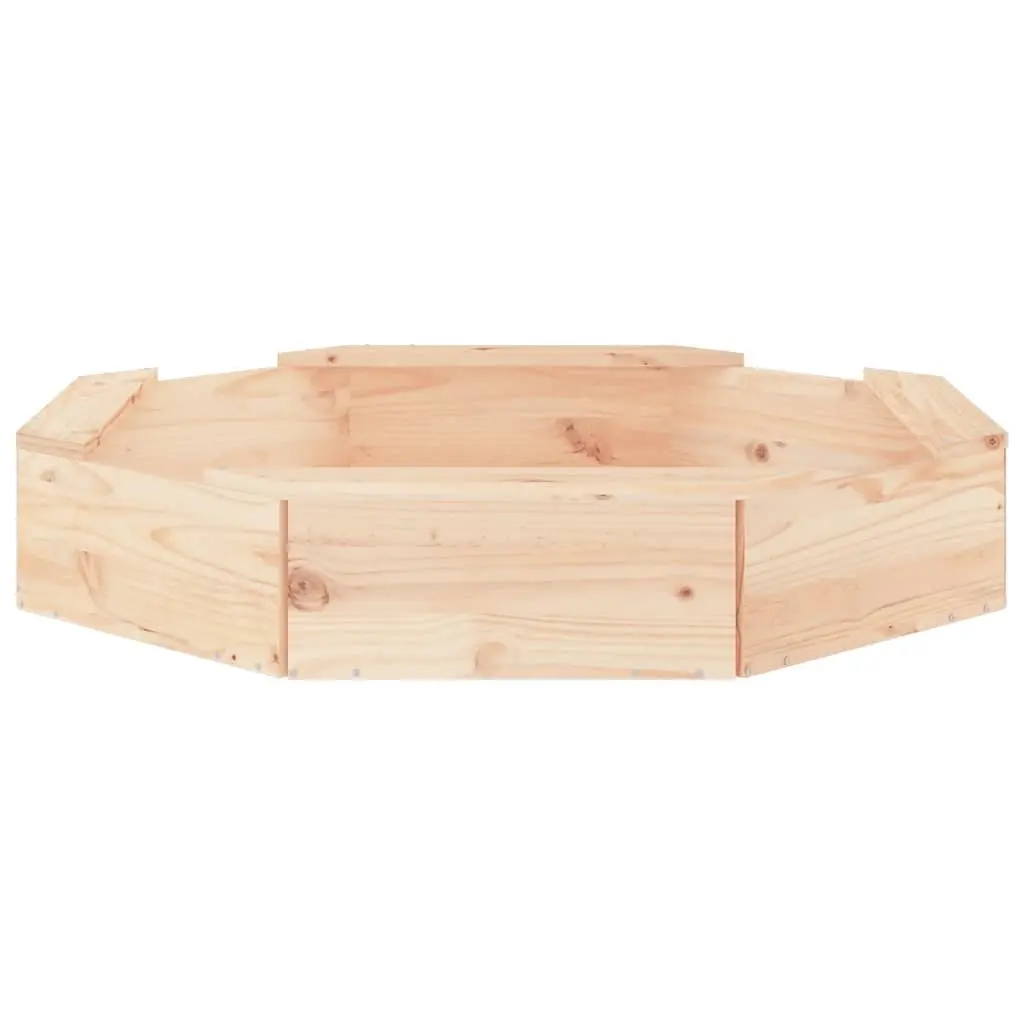Wooden Sandbox Octagon Outdoor Play Pit with 4 Seats Brown
