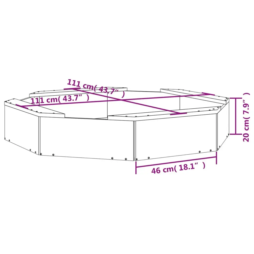 Wooden Sandbox Octagon Outdoor Play Pit with 4 Seats Brown