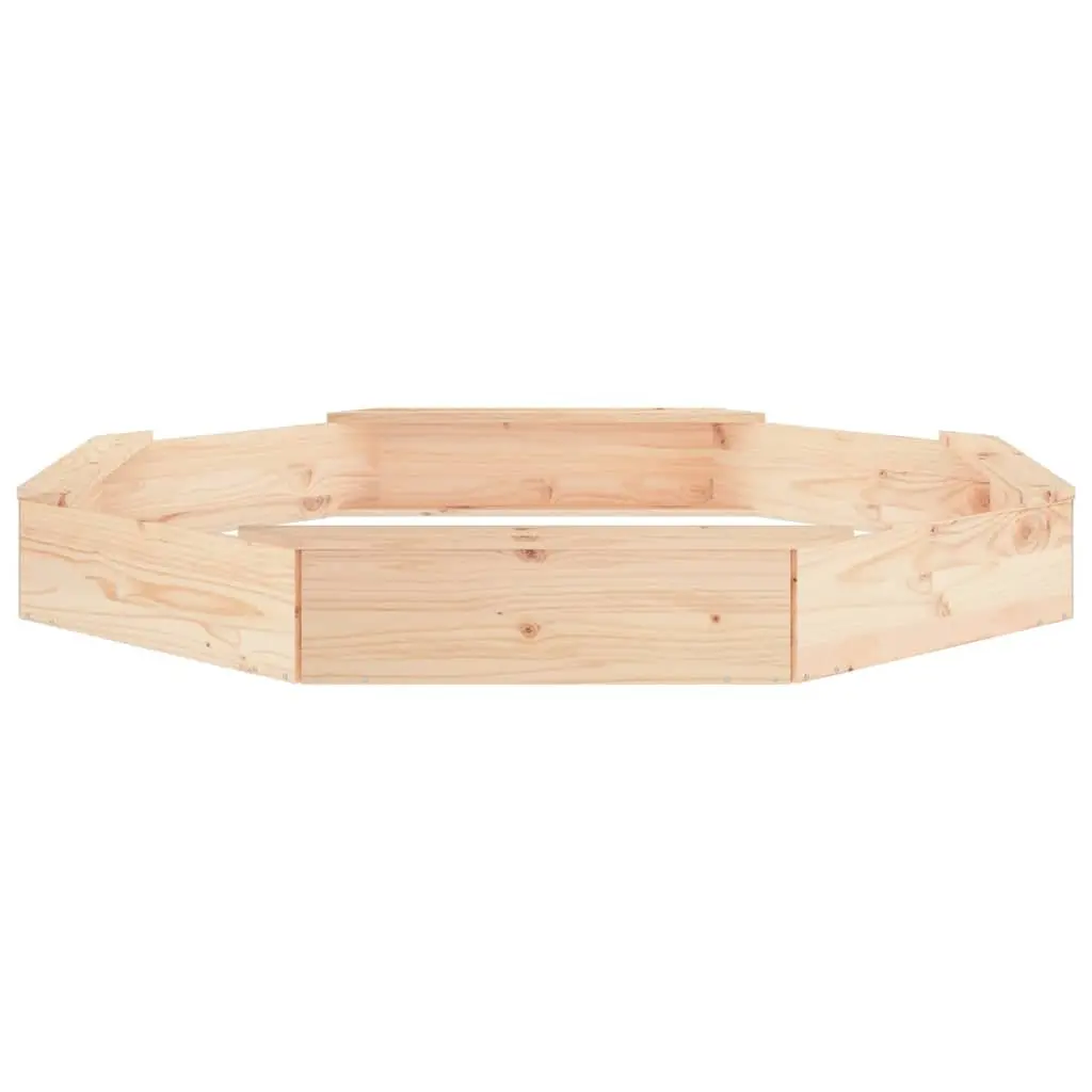 Wooden Sandbox Octagon Outdoor Play Equipment Brown with 4 Seats