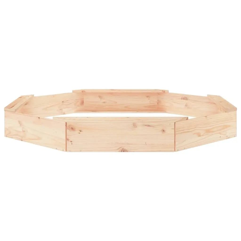 Wooden Sandbox Octagon Outdoor Play Equipment Brown with 4 Seats