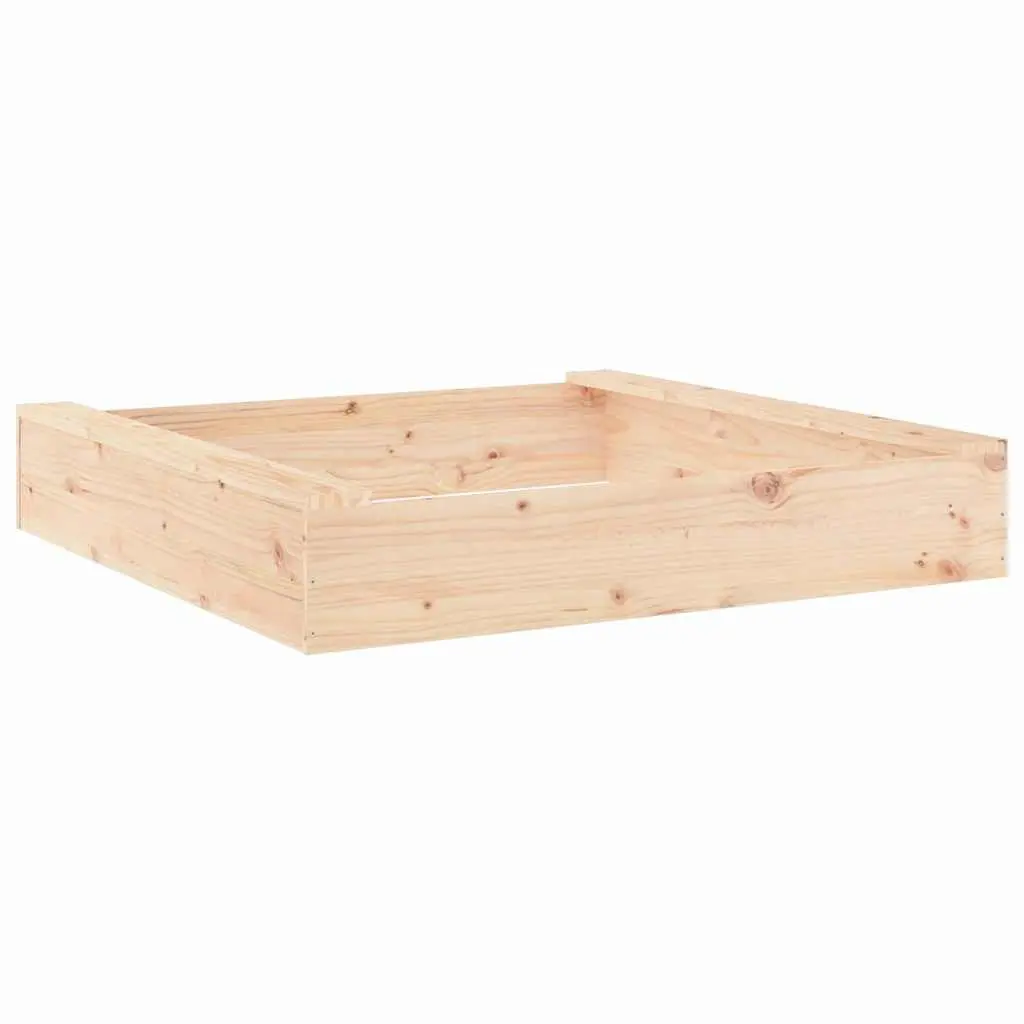 Wooden Sandbox Square Outdoor Play Sand Pit with Seats Solid Pine Wood Brown
