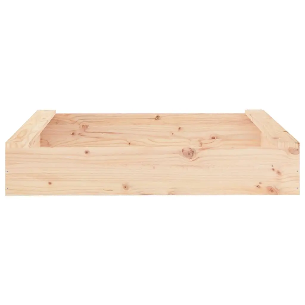 Wooden Sandbox Square Outdoor Play Sand Pit with Seats Solid Pine Wood Brown