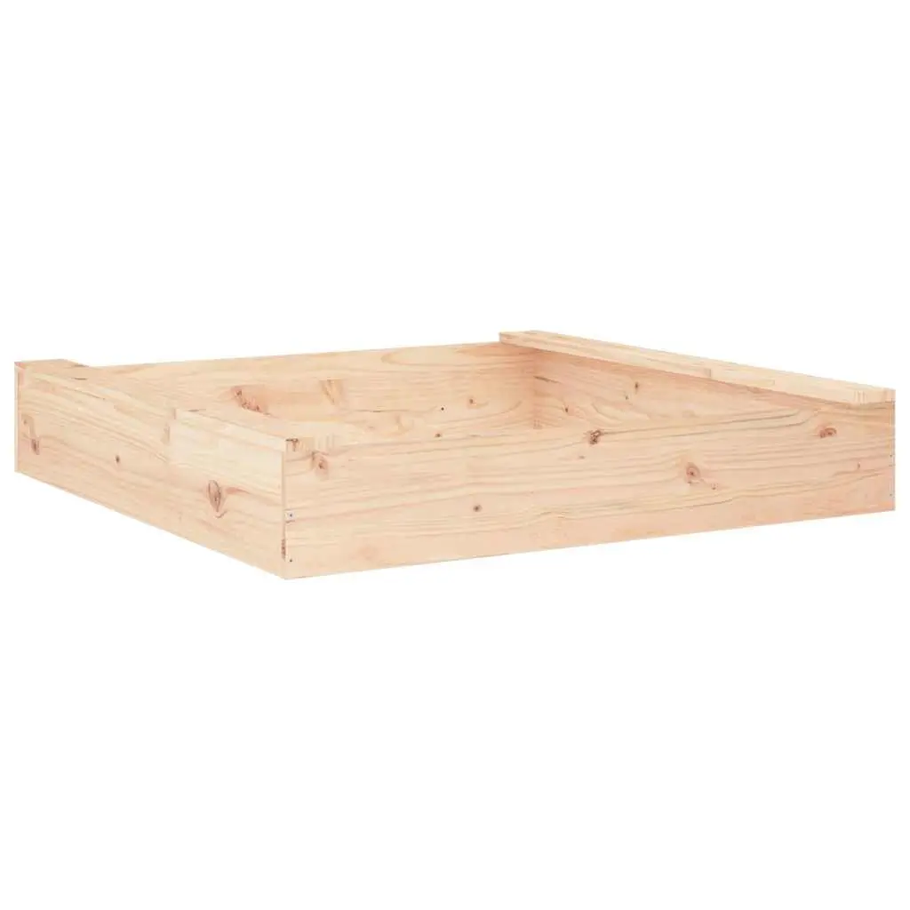 Wooden Sandbox Square Outdoor Play Sand Pit with Seats Solid Pine Wood Brown