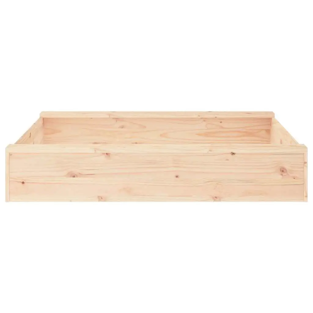 Wooden Sandbox Square Outdoor Play Sand Pit with Seats Solid Pine Wood Brown