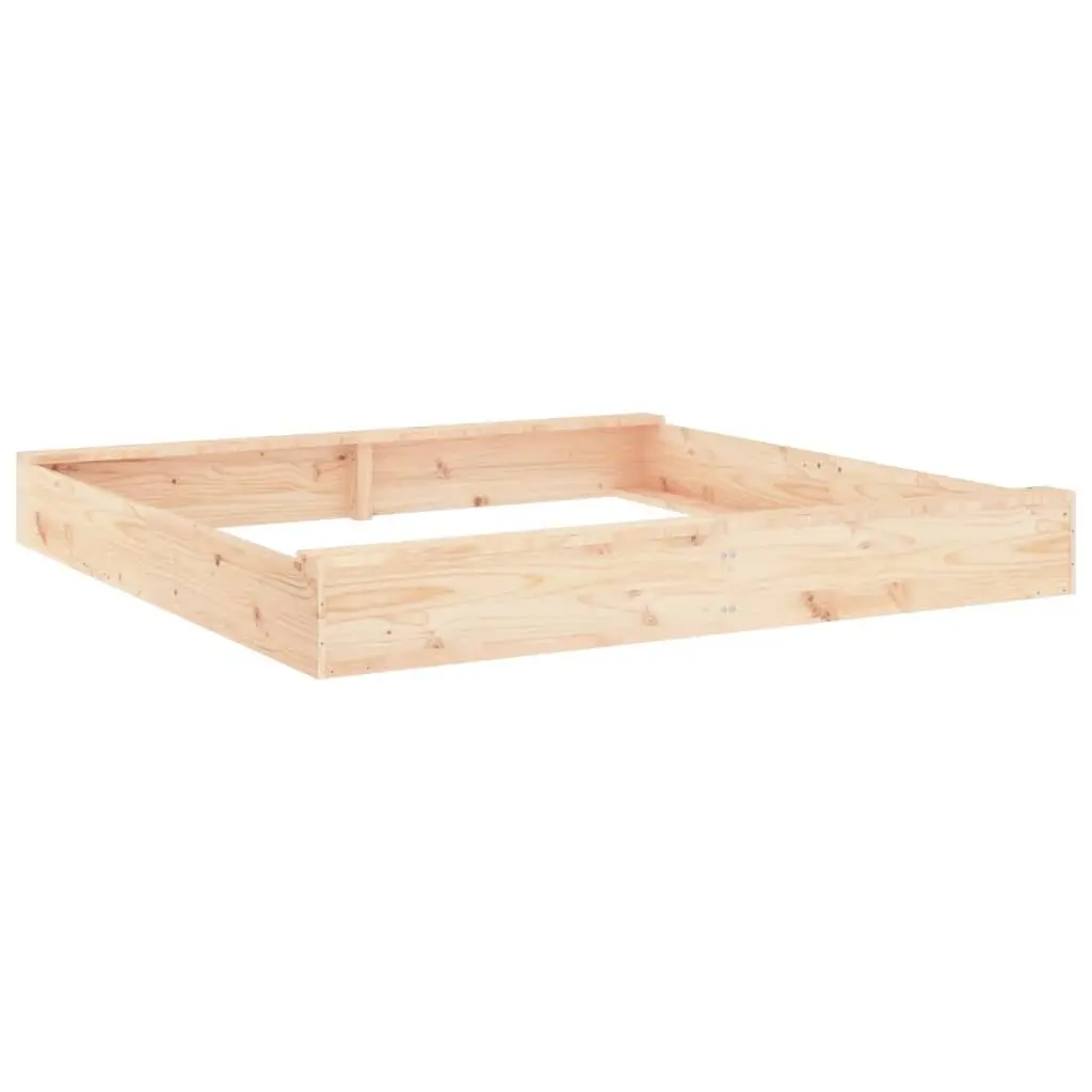Wooden Sandbox Outdoor Play Equipment Square Solid Pine Wood with Seats Brown